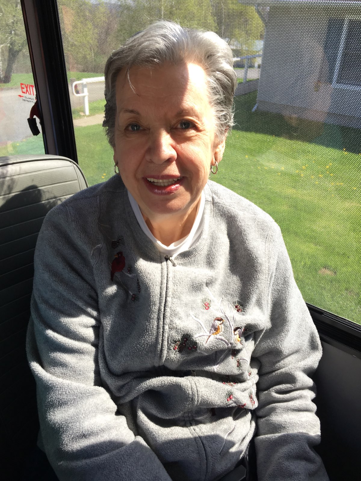 woman on tour bus