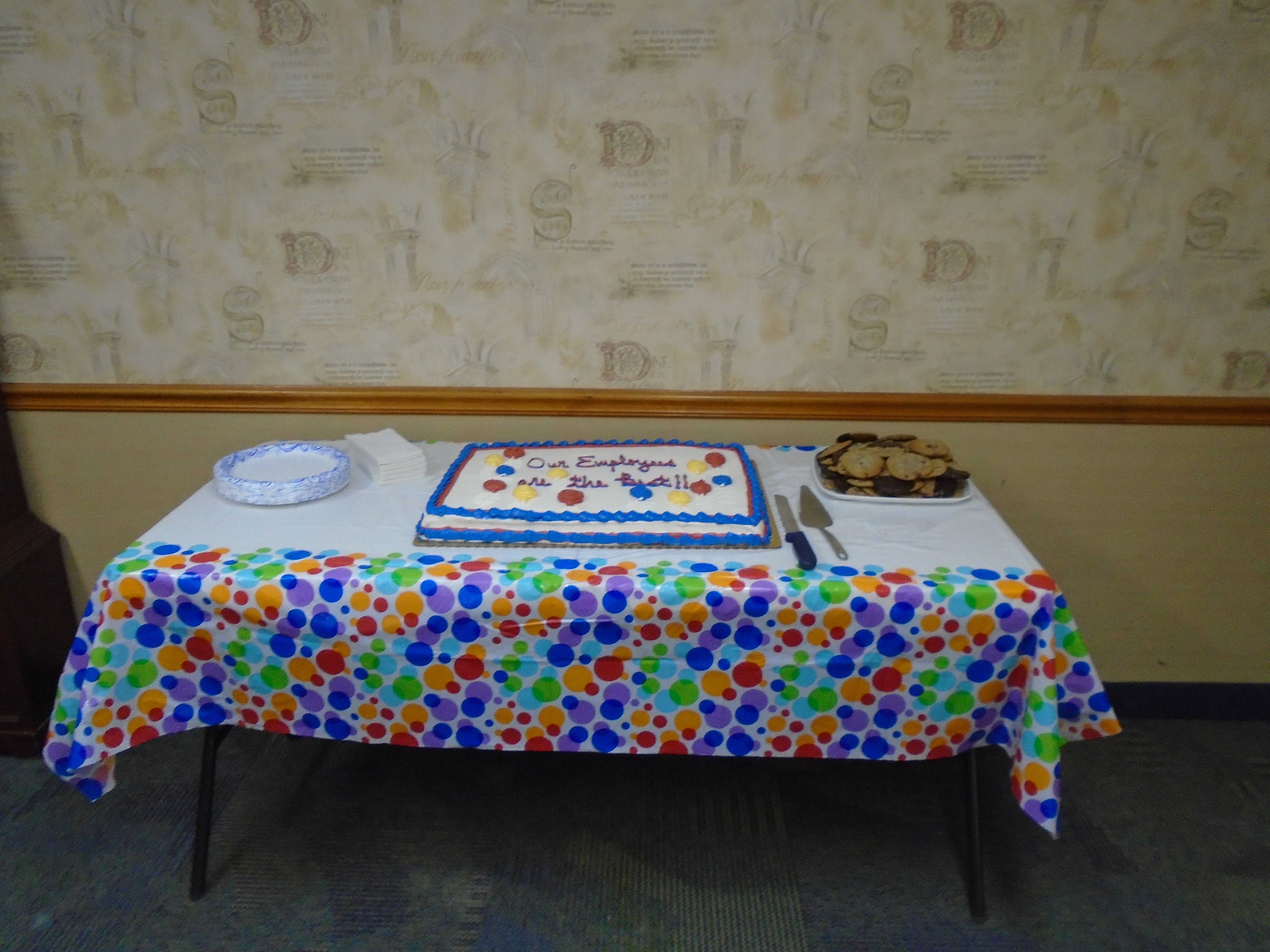 cake and cookies at party table
