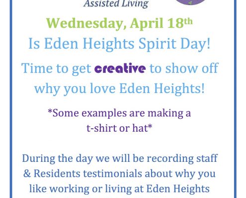 Eden Heights Spirit Day flyer