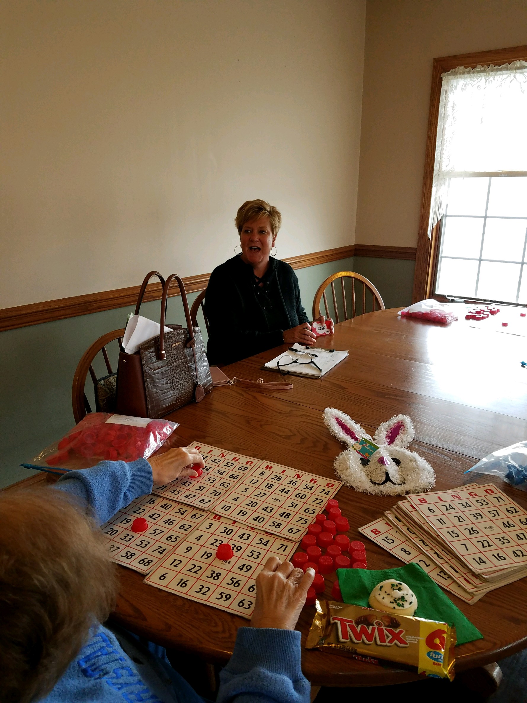 women playing bingo