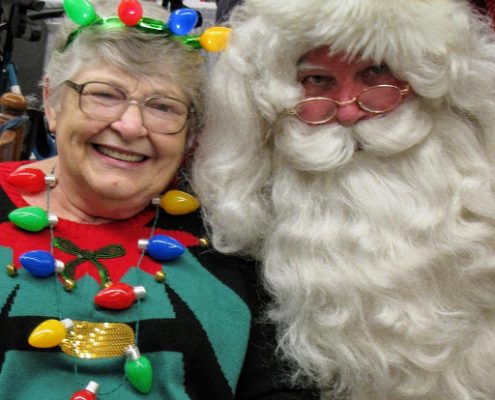 Santa with smiling lady